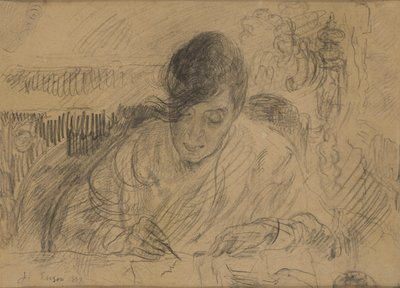 Frau beim Schreiben eines Briefes (Ensors Schwester) von James Ensor