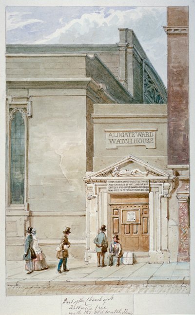 Teilansicht von St. Katherine Cree und dem Wachhaus von Aldgate, City of London von James Findlay