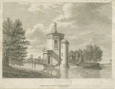 Shugborough - Tempel der Winde (Gravur, spätes 18. Jh.) von James Fittler