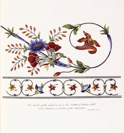 Faksimile der Einlegearbeit auf dem Grab in Agra, genannt Taje-Mahal, oder Krone des Serails von James Forbes
