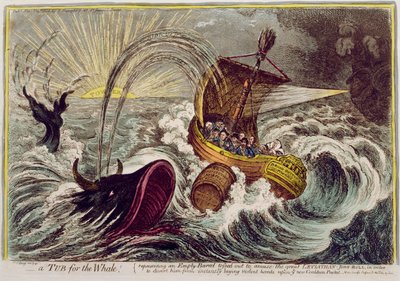 Eine Wanne für den Wal! veröffentlicht von Hannah Humphrey im Jahr 1806 (handkolorierte Radierung) von James Gillray