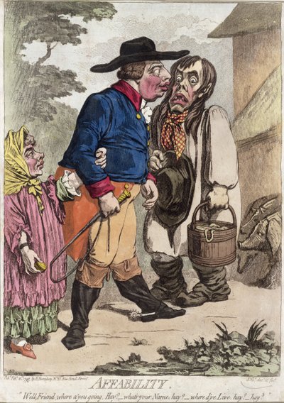 Freundlichkeit, veröffentlicht von Hannah Humphrey im Jahr 1795 von James Gillray