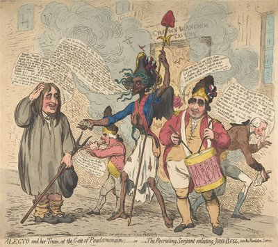 Alecto und ihr Gefolge am Tor von Pandaemonium: oder Der Rekrutierungssergeant Enli..., 4. Juli 1791 von James Gillray