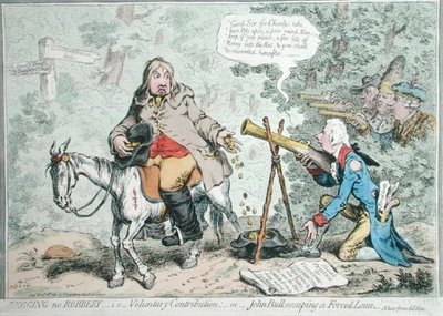 Betteln ist kein Raub: d.h. Freiwilliger Beitrag, oder John Bull entkommt einem Zwangsdarlehen von James Gillray