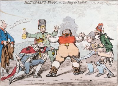 Blindekuh, oder zu viele für John Bull, veröffentlicht von Hannah Humphrey 1795 von James Gillray