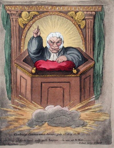 Cambridge Commencement Predigt, 2. Juli 1809 A.M., veröffentlicht von Hannah Humphrey im Jahr 1809 von James Gillray