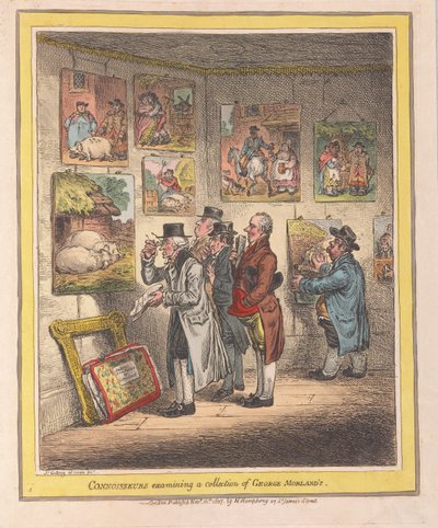 Kenner untersuchen eine Sammlung von George Morlands von James Gillray