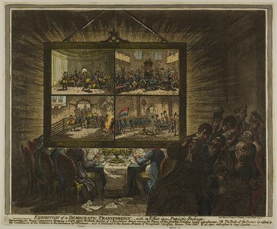 Ausstellung einer demokratischen Transparenz und ihre Wirkung auf patriotische Gefühle von James Gillray