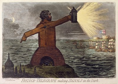 Französisch-Telegraph Signale im Dunkeln, veröffentlicht von Hannah Humphrey 1795 von James Gillray
