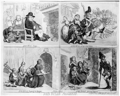 John Bulls Fortschritt, veröffentlicht von Hannah Humphrey, 1793 (Radierung) von James Gillray