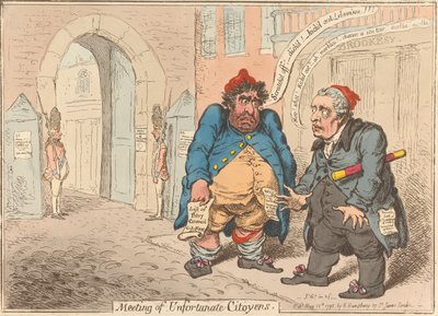 Treffen der unglücklichen Bürger. "Bestürzung zweier entehrter Patrioten" von James Gillray