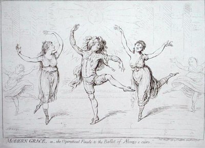 Moderne Anmut oder das Opernfinale des Balletts von Alonzo e caro, veröffentlicht von Hannah Humphrey 1796 von James Gillray