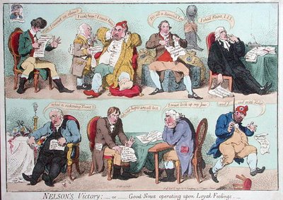 Nelsons Sieg, oder Gute Nachrichten wirken auf loyale Gefühle, veröffentlicht von Hannah Humphrey im Jahr 1798 von James Gillray