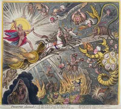 Phaeton erschrocken, veröffentlicht von Hannah Humphrey in 1808 von James Gillray