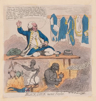 Richard Howe, 1. Earl Howe (Black-Dick wurde Schneider), veröffentlicht 1788 von James Gillray