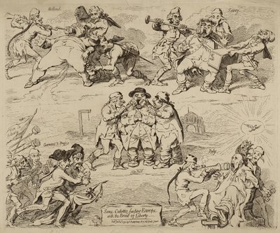 Sans-Culottes, die Europa mit dem Brot der Freiheit füttern von James Gillray