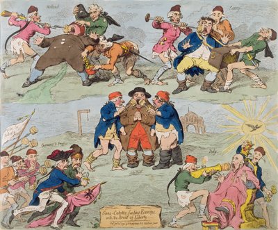 Sans-Culottes füttern Europa mit dem Brot der Freiheit, veröffentlicht von Hannah Humphrey 1793 von James Gillray