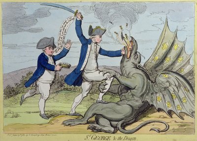 St. Georg und der Drache, veröffentlicht von Hannah Humphrey 1782 von James Gillray