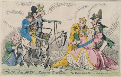 Der Widerspenstigen Zähmung: Katharina und Petruchio, oder Der moderne Quixote, veröffentlicht von S.W. Fores von James Gillray