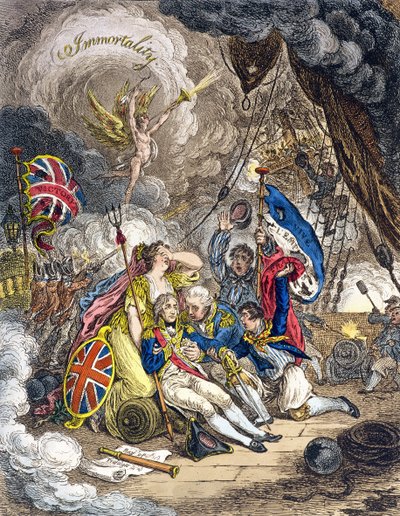 Der Tod von Admiral Lord Nelson im Moment des Sieges! veröffentlicht von Hannah Humphrey in 1805 von James Gillray