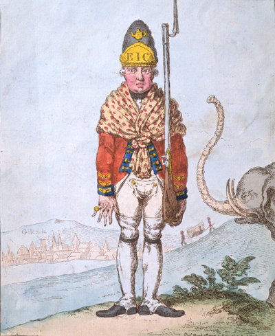 Der Leadenhall-Freiwillige, gekleidet in seinem Schal, veröffentlicht von Hannah Humphrey 1797 von James Gillray