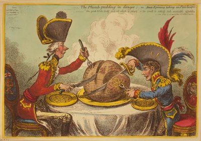 Der Pflaumenpudding in Gefahr oder Staatsfeinschmecker nehmen ein kleines Abendessen von James Gillray