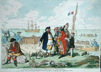 Die wahre Ursache des derzeit hohen Lebensmittelpreises, veröffentlicht von Hannah Humphrey 1795 von James Gillray