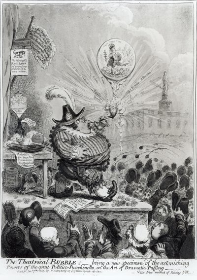Die Theaterblase... veröffentlicht von Hannah Humphrey (fl.1778-1822) 1805 von James Gillray