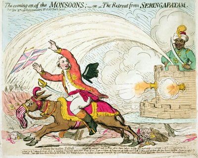 Das Aufkommen der Monsune, veröffentlicht von Hannah Humphrey, 1791 von James Gillray