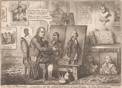 Zwei Paar Porträts; präsentiert allen unvoreingenommenen Wählern Großbritanniens von James Gillray