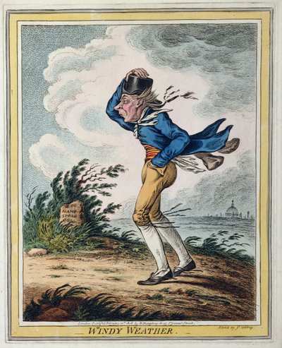 Windiges Wetter, veröffentlicht von Hannah Humphrey 1808 von James Gillray