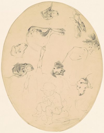 Studien von Hunden und einem sitzenden Jungen [recto] von James Goodwyn Clonney