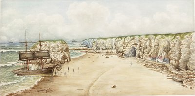 Brigg auf Grund bei Marsden Rock von James Henry Cleet