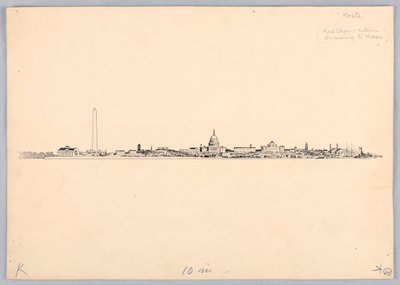 Washington Skyline, Design für das Washington Board of Trade Dinner, 13. Mai 1908 von James Henry Moser