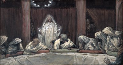 Er erschien den Elf, als sie zu Tisch saßen, Illustration für Das Leben Christi von James Jacques Joseph Tissot