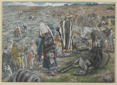 Bei der Rückkehr aus Jerusalem wird bemerkt, dass Jesus verloren ist, Illustration aus Das Leben unseres Herrn Jesus Christus von James Jacques Joseph Tissot
