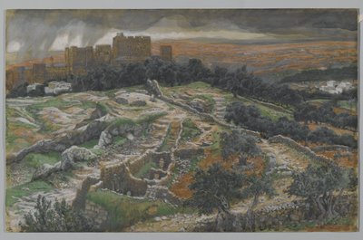 Rekonstruktion von Golgatha und dem Heiligen Grab, gesehen vom Gerichtstor, Illustration aus Das Leben unseres Herrn Jesus Christus von James Jacques Joseph Tissot