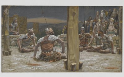 Die vier Wachen setzten sich und beobachteten ihn, Illustration aus Das Leben unseres Herrn Jesus Christus, 1886-94 von James Jacques Joseph Tissot