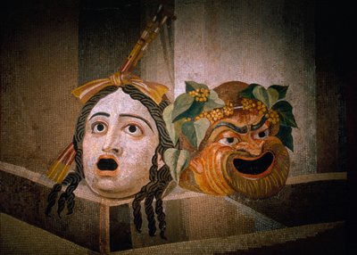 Römisches Mosaik aus dem 2. Jahrhundert n. Chr. mit Tragödie und Komödie. Musei Capitolini, Rom, Italien. von James L Stanfield