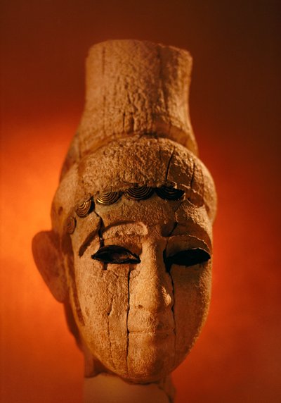 Diese ugaritische Skulpturporträtkopf, aber Geschlecht und Klasse bleiben unbekannt. Damaskus, Syrien von James L Stanfield