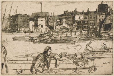 Black Lion Wharf, aus der Thames Set (Eine Serie von sechzehn Radierungen von Szenen an der Themse und anderen Motiven) von James McNeill Whistler