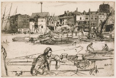 Black Lion Wharf, aus der Thames Set (Eine Serie von sechzehn Radierungen von Szenen an der Themse und anderen Motiven) von James McNeill Whistler