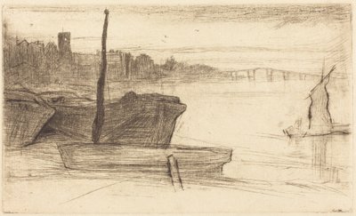 Chelsea-Brücke und Kirche von James McNeill Whistler