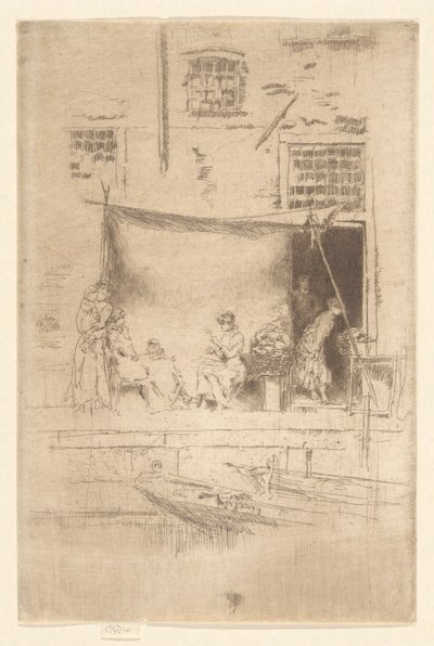 Obststand, aus dem zweiten Venedig-Set (Ein Satz von sechsundzwanzig Radierungen) von James Abbott McNeill Whistler
