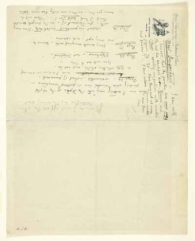 Brief an William Heinemann mit Korrekturen für Eden versus Whistler: Der Baronet und der Schmetterling. Ein Valentinstag mit einem Urteil von James Abbott McNeill Whistler