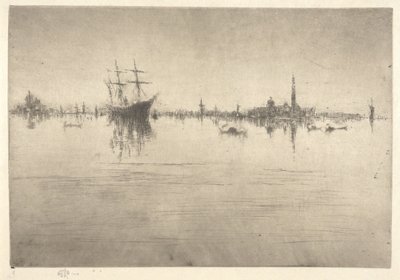 Nocturne, aus dem Ersten Venedig-Set (Venedig, Eine Serie von zwölf Radierungen) von James McNeill Whistler