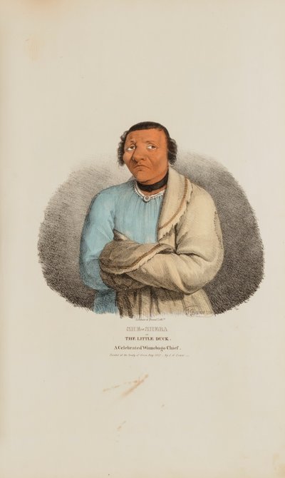 SHE-SHEBA oder Die kleine Ente; Ein berühmter Winnebago-Häuptling, aus dem Aboriginal Portfolio von James Otto Lewis