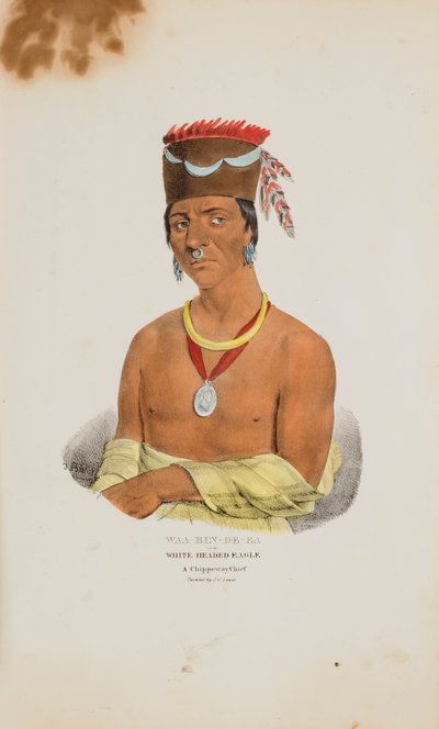 WAA-BIN-DE-BA oder der Weißkopf-Adler; Ein Chippeway-Häuptling, aus The Aboriginal Portfolio von James Otto Lewis