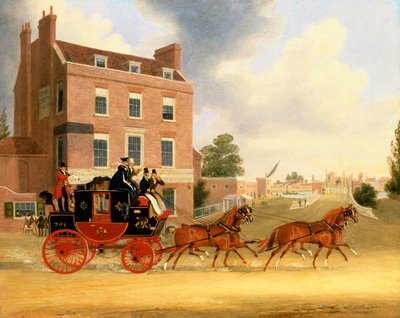 Quicksilver Royal Mail passiert den Star and Garter an der Kew Bridge von James Pollard