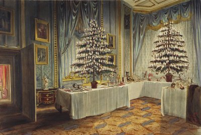 Weihnachtsbäume der Herzogin von Kent und der königlichen Kinder im Windsor Castle, 1850 von James Roberts